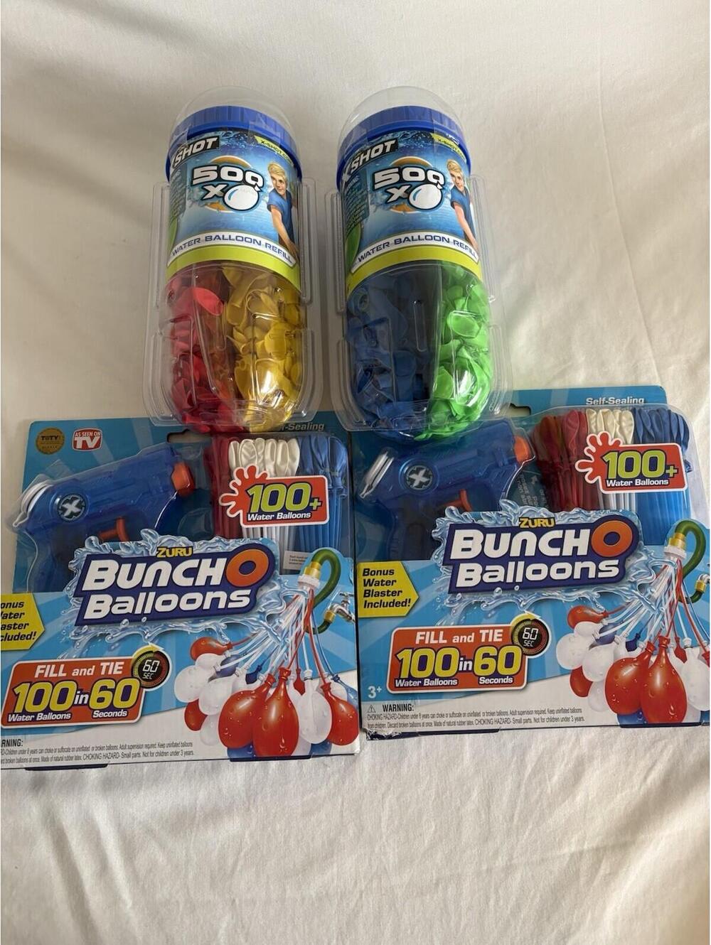 4 Pack lot - 2 -ZURU Bunch-O-Balloons  Plus 1000 XSHOT Refill Balloons